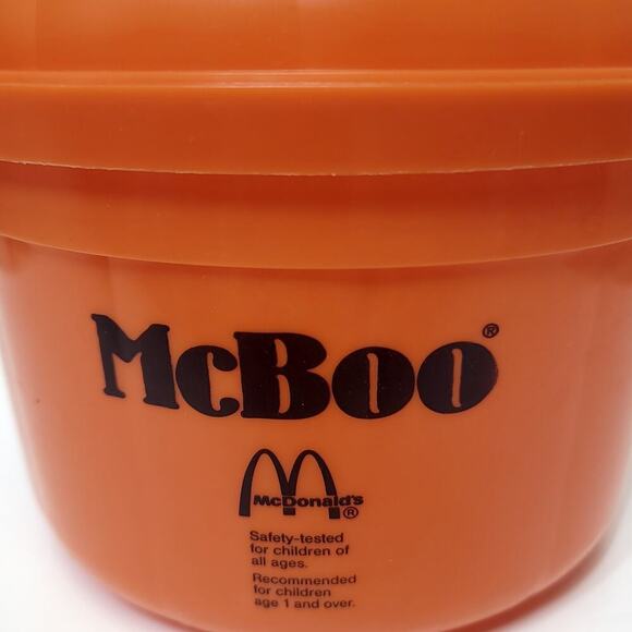Vintage 1986 McDonald's McBoo Halloween Pumpkin Pail Bucket w/ Lid​ - Picture 10 of 13